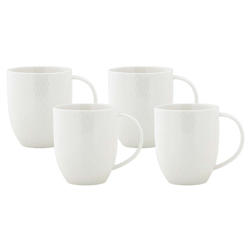 White Basics Diamonds Coupe Mugs, Set Of 4