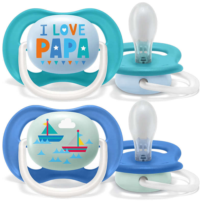 Set Of 2 Ultra Air Pacifiers, I Love Papa & Yachts (6-18m)