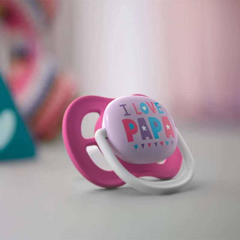 Set Of 2 Ultra Air Pacifiers, I Love Papa & Balloon (6-18m)