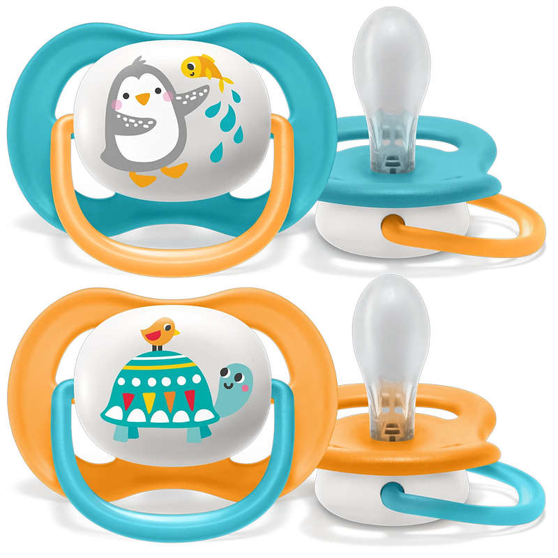 Set Of 2 Ultra Air Pacifiers, Penguin & Turtle (6-18m)