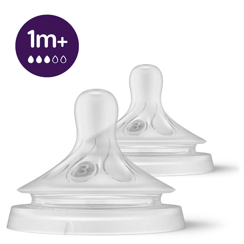 Natural Response Flow 3 Baby Bottle Teats, Set Of 2