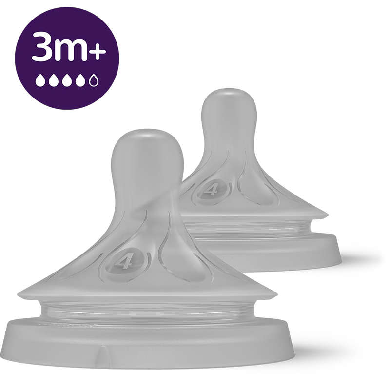 Natural Response Flow 4 Baby Bottle Teats, Set Of 2