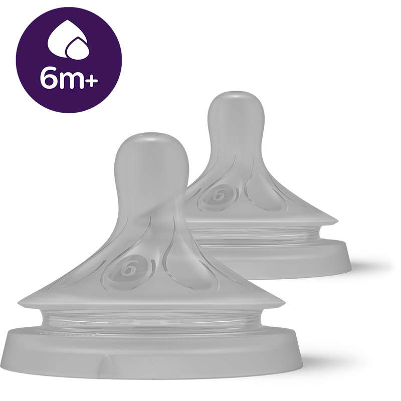 Natural Response Flow 6 Baby Bottle Teats, Set Of 2