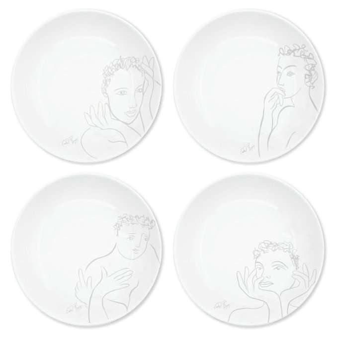 Sketchbook Grey Dinner Plates, Set Of 4