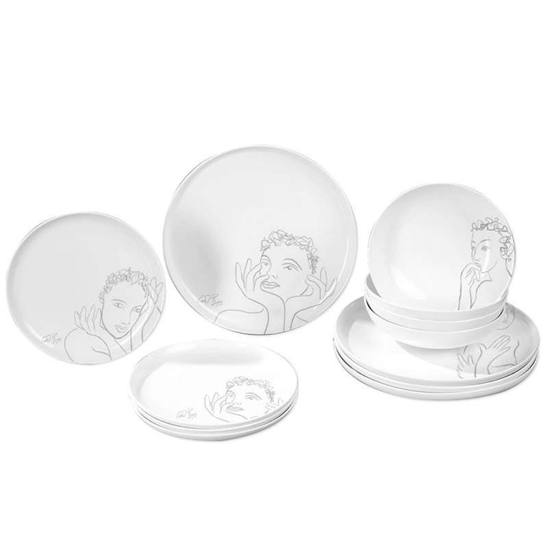 Sketchbook Grey Dinner Plates, Set Of 4