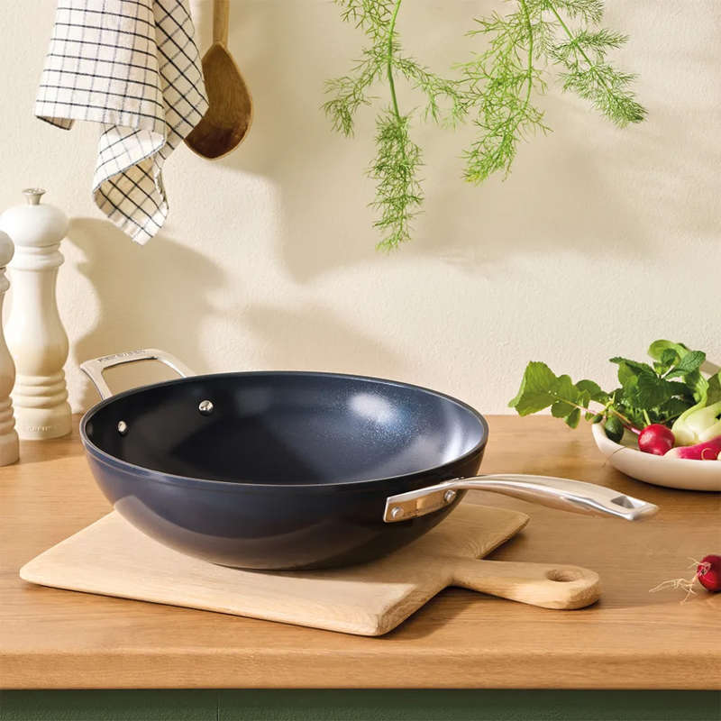 Essential Ceramic Non-Stick Stir-Fry Pan with Helper Handle, 30cm