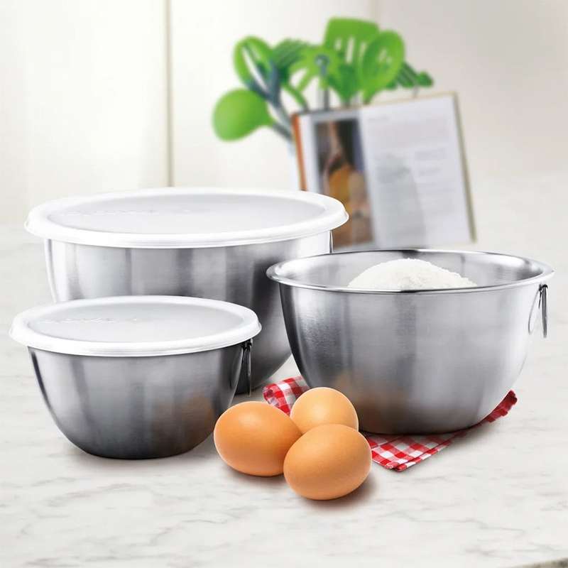 Stainless Steel Mixing Bowls with Tight Seal Lids, Set of 3