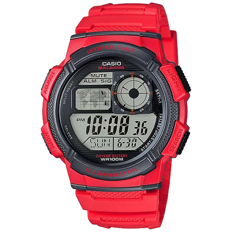 Standard World Time 100m Mens Digital Wrist Watch, AE-1000W