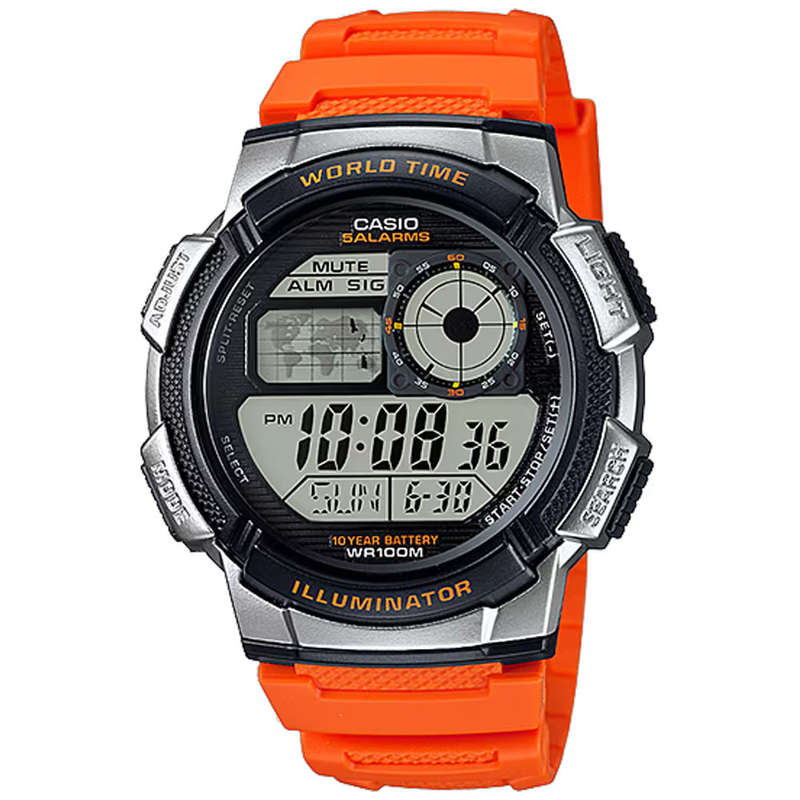 Standard World Time 100m Mens Digital Wrist Watch, AE-1000W