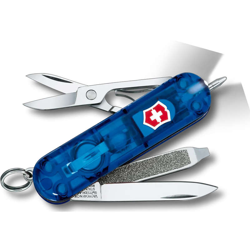 Signature Lite Pocket Knife With LED Light, Transparent Blue