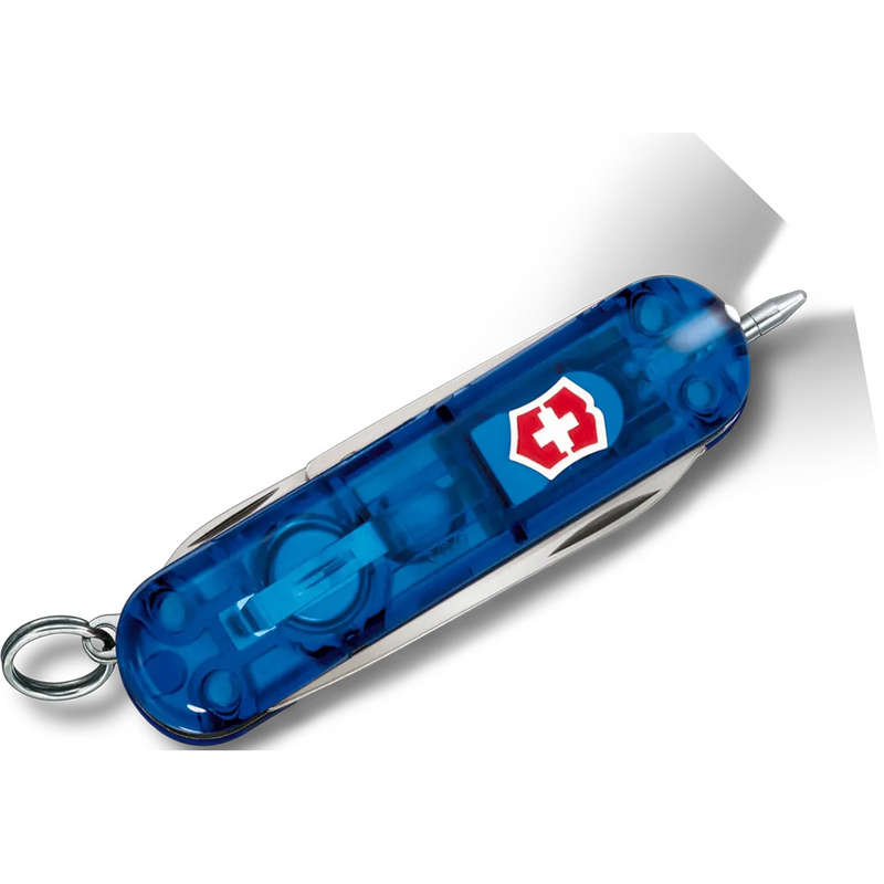 Signature Lite Pocket Knife With LED Light, Transparent Blue