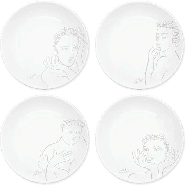 Sketchbook Grey Cereal/Soup Bowls, Set Of 4