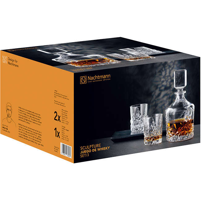 Sculpture Decanter &amp; Glasses, Set Of 3