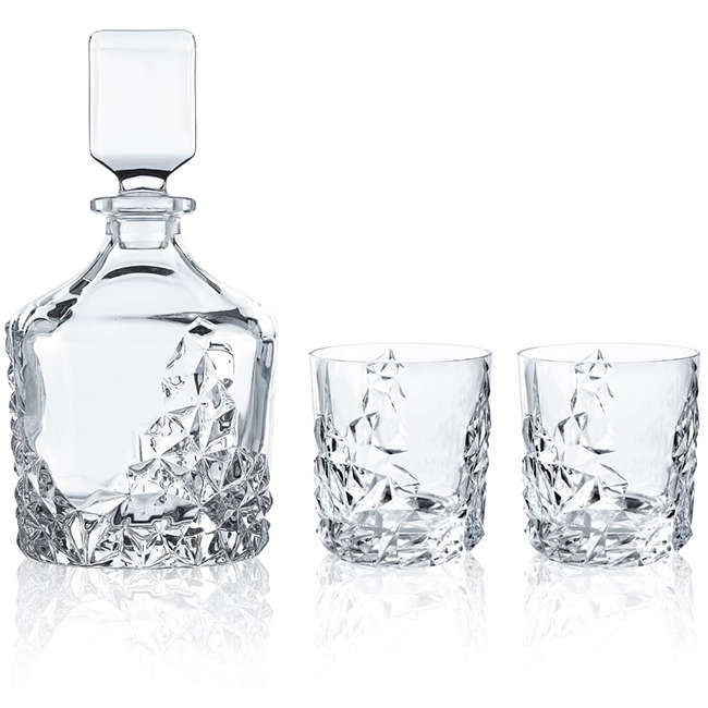 Sculpture Decanter &amp; Glasses, Set Of 3