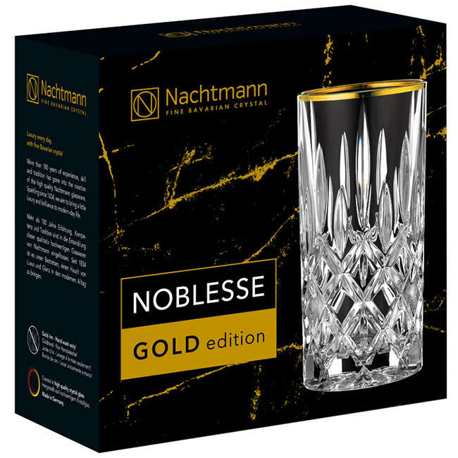 Noblesse Gold Rim Longdrink Glasses, Set of 2