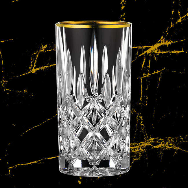 Noblesse Gold Rim Longdrink Glasses, Set of 2