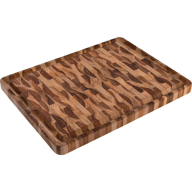 Solid Inverted Teak Rectangular Carving & Serving Board, 40cm