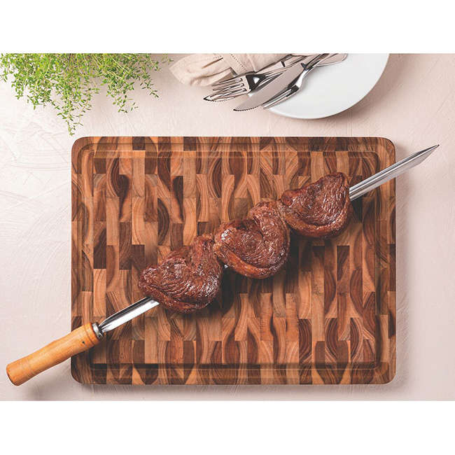 Solid Inverted Teak Rectangular Carving & Serving Board, 40cm