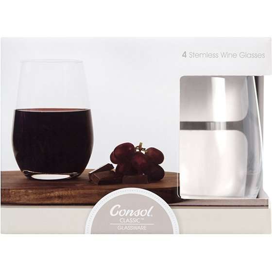 Bordeaux Set Of 4 Stemless Wine Glasses, 480ml