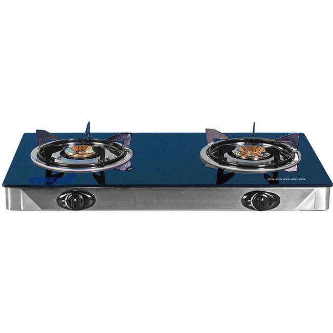 Double Burner Auto Ignition Gas Stove With Glass Top