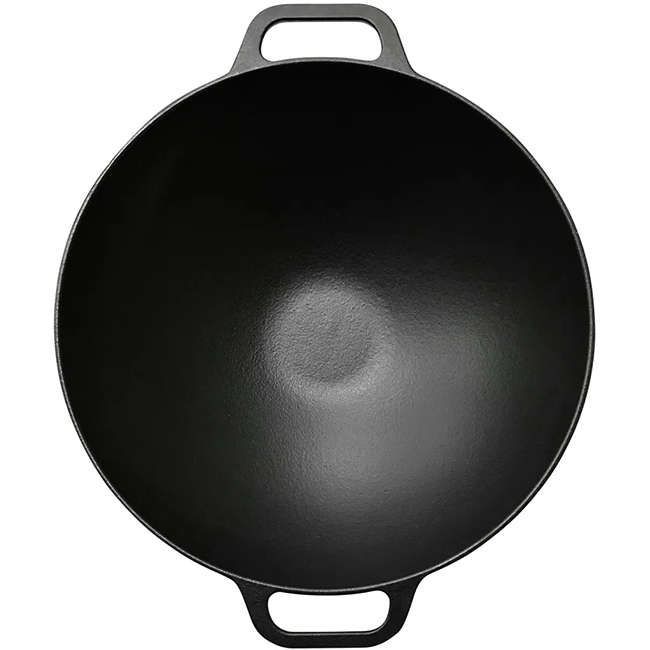 Seasoned Cast Iron Wok with Handles, 36cm