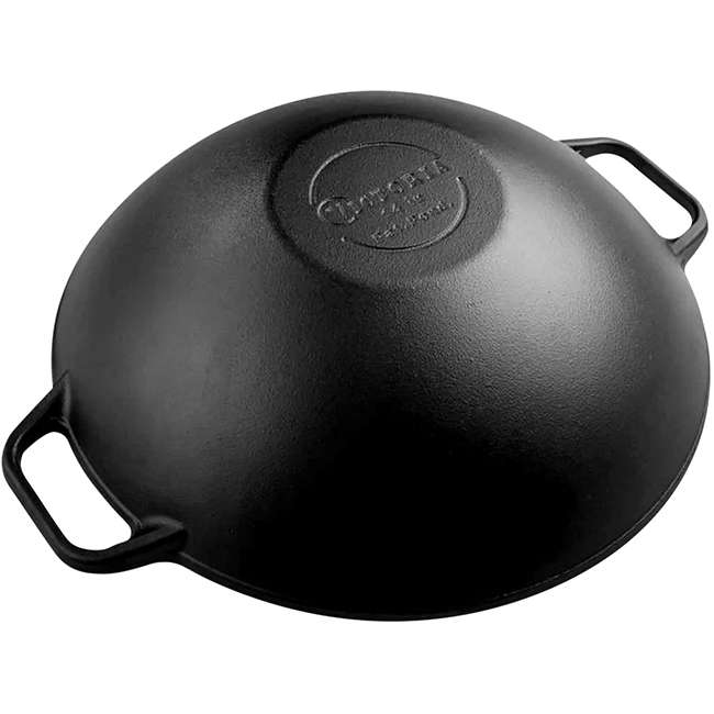 Seasoned Cast Iron Wok with Handles, 36cm