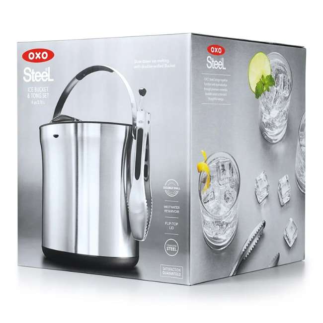 Stainless Steel Ice Bucket &amp; Tong Set