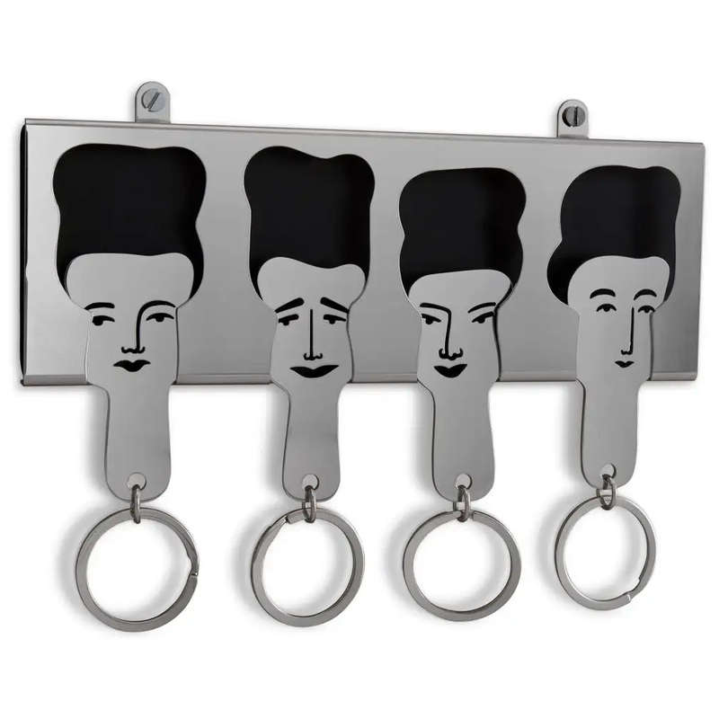 Set Of 4 Keyrings On Wall Mount, All Keyed Up