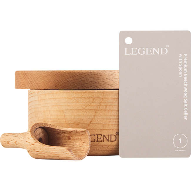 Premium Beechwood Salt Cellar And Spoon