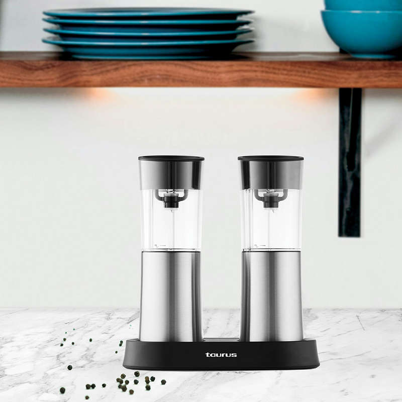 Stainless Steel Rechargeable Salt & Pepper Grinder Set