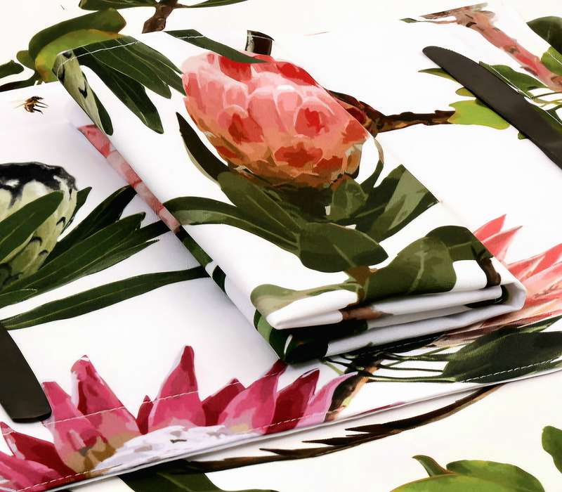 Cape Sugarbird Protea White Placemats, Set Of 6