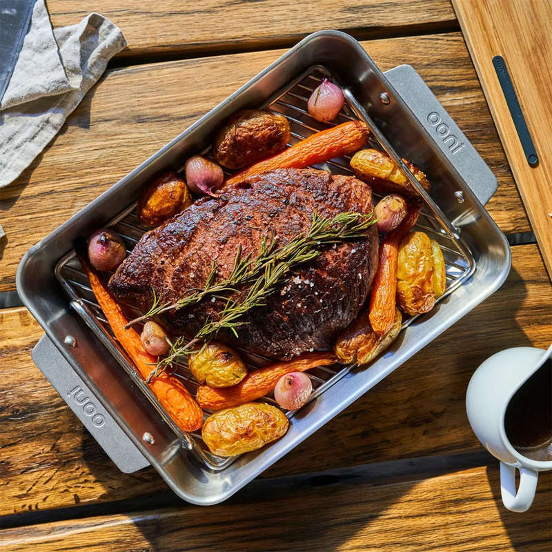 Stainless Steel Roasting Pan with Carving Board