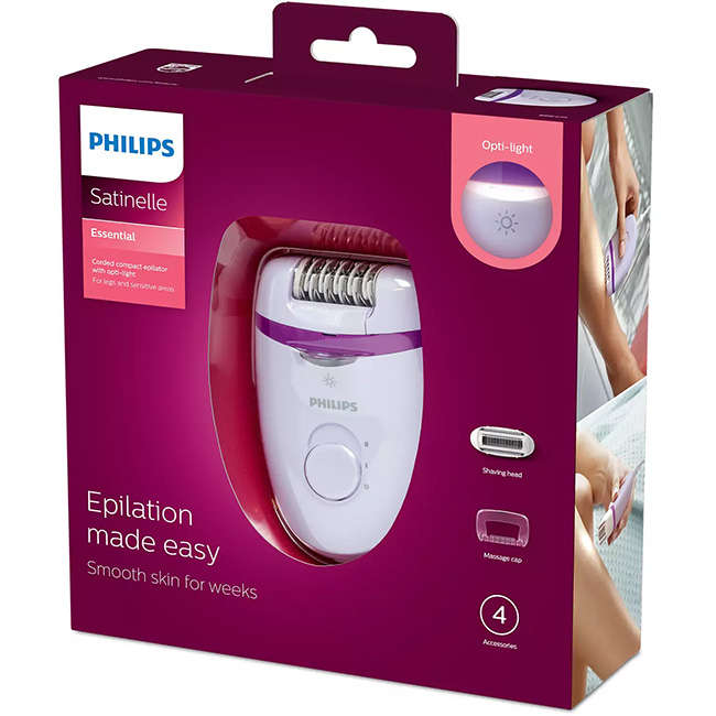 Satinelle Essential Corded Compact Epilator With Opti-Light