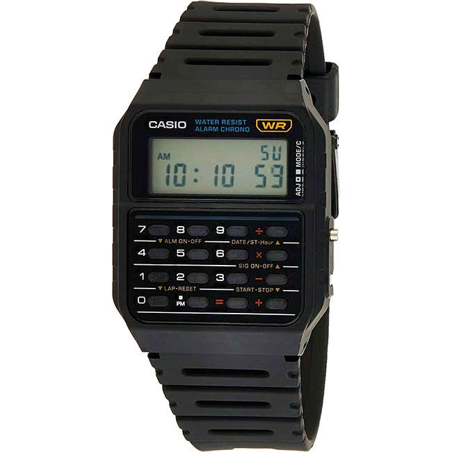 Retro Men's Databank Calculator Black Digital Wrist Watch, CA53W-1Z