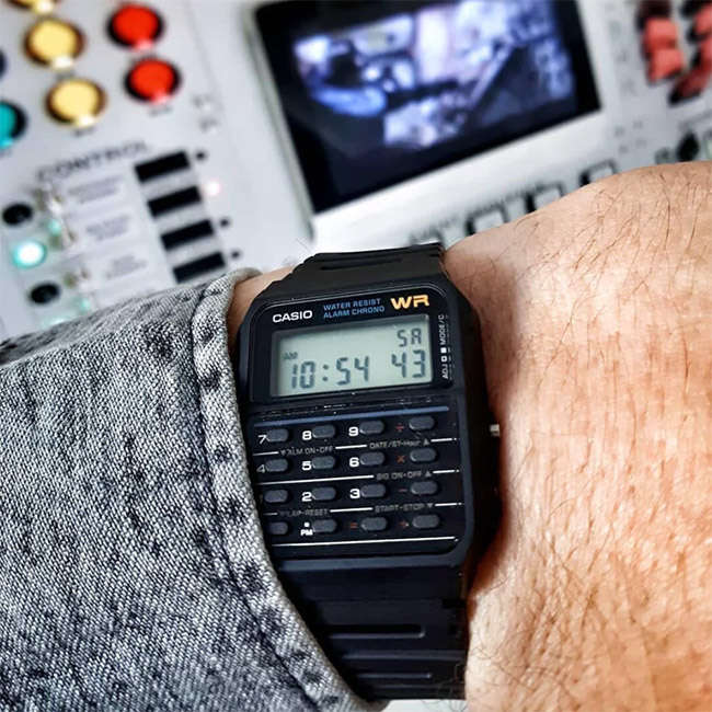 Retro Men's Databank Calculator Black Digital Wrist Watch, CA53W-1Z