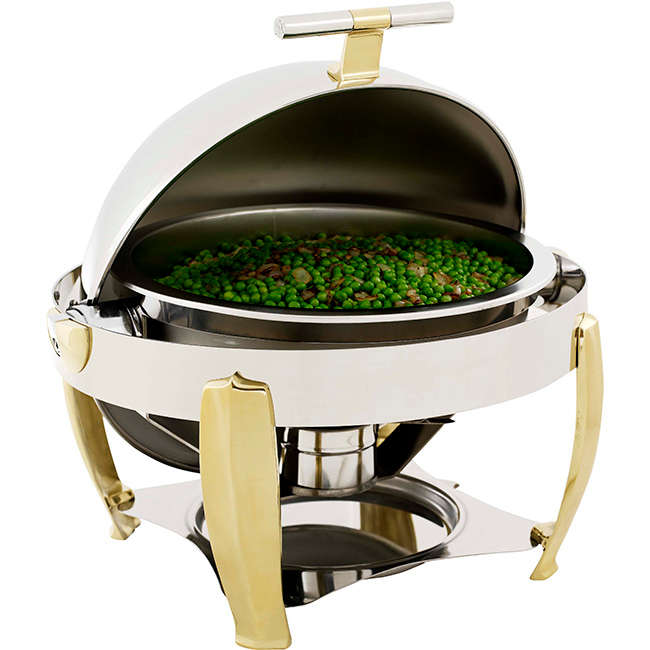 Global Deluxe Round Rolltop Chafing Dish, 6.8L