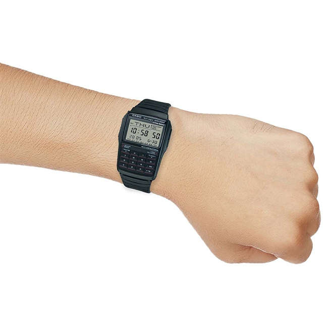 Retro Men's Multi-Lingual Calculator Black Digital Wrist Watch, DBC-32-1ADF