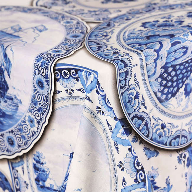 Delft Square Tablecloth, 4 Seater
