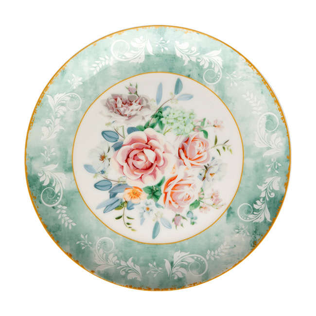 Green Floral Side Plate, Set Of 4