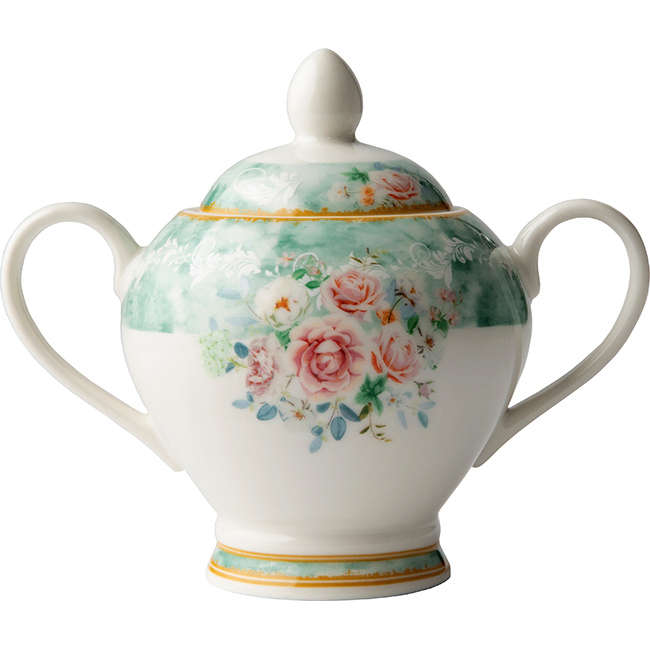 Green Floral Sugar Bowl