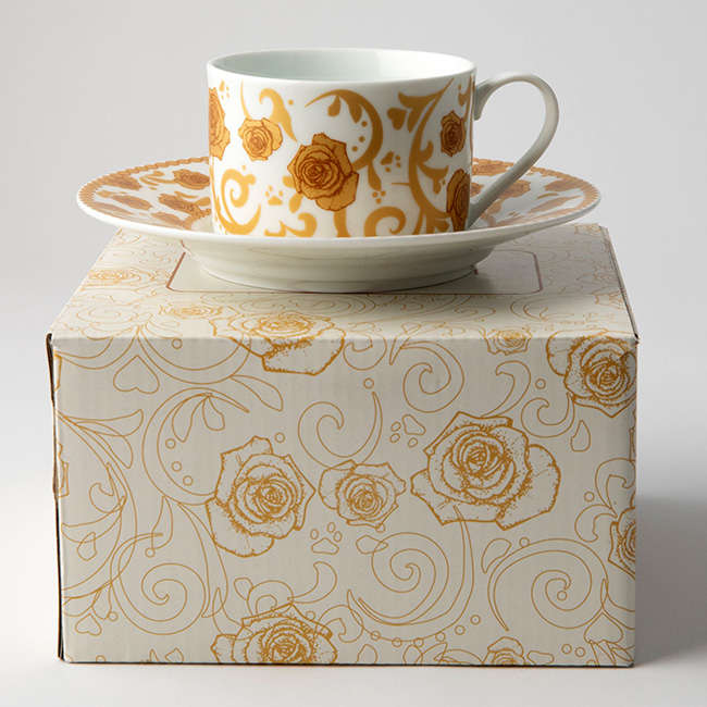 Mica Gold Tea Cup & Saucer, Set Of 2