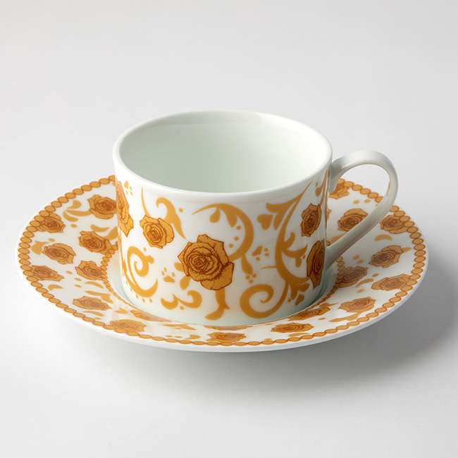 Mica Gold Tea Cup & Saucer, Set Of 2