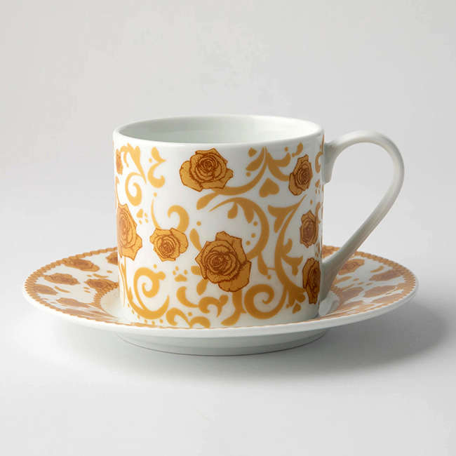 Mica Gold Cappuccino Cup & Saucer, Set Of 2