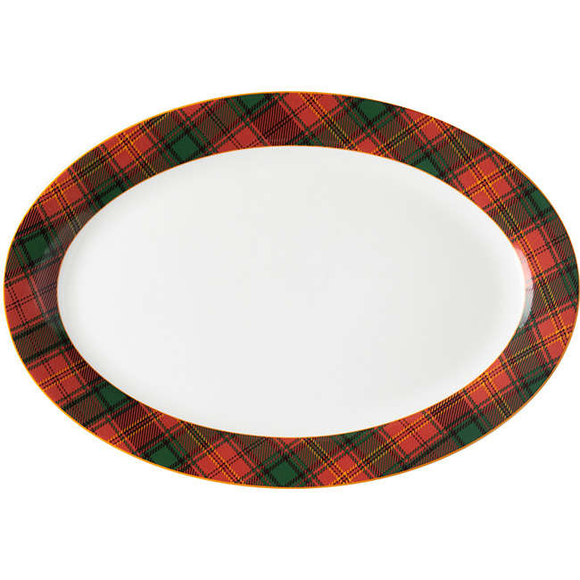 Red Tartan Oval Platter