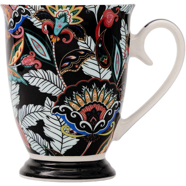 Floral On Bold Black Footed Mug