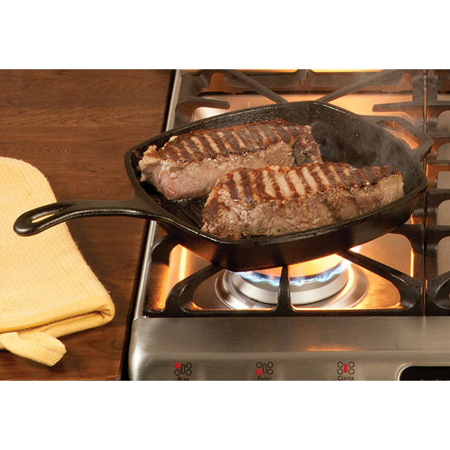 Seasoned Cast Iron Square Grill Pan, 26cm
