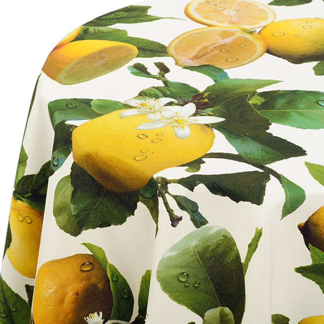 Botanica Lemons Round Tablecloth, 4 Seater