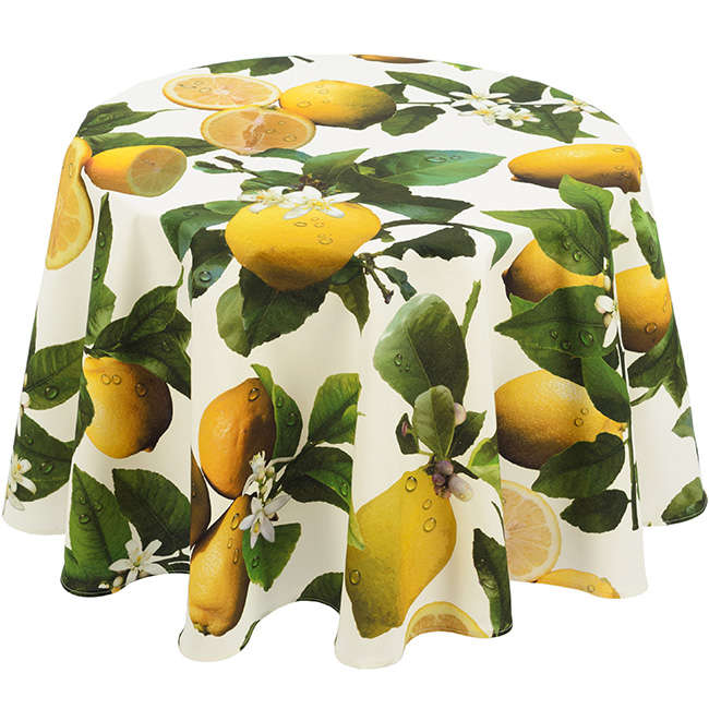 Botanica Lemons Round Tablecloth, 4 Seater