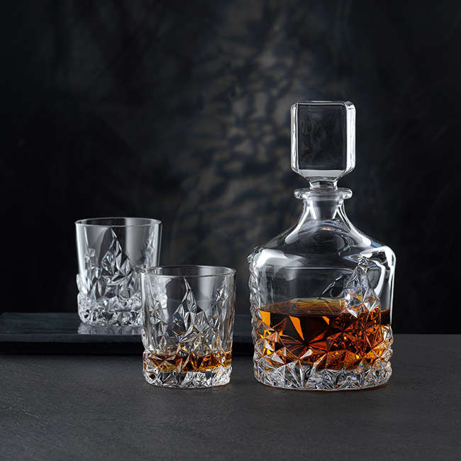 Sculpture Decanter &amp; Glasses, Set Of 3