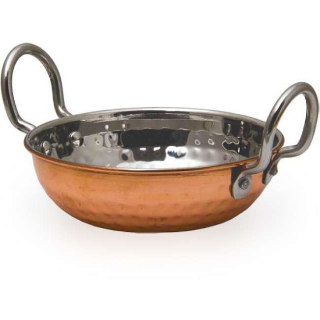 Copper Plated Hammered Karahi Pan, 12.5cm